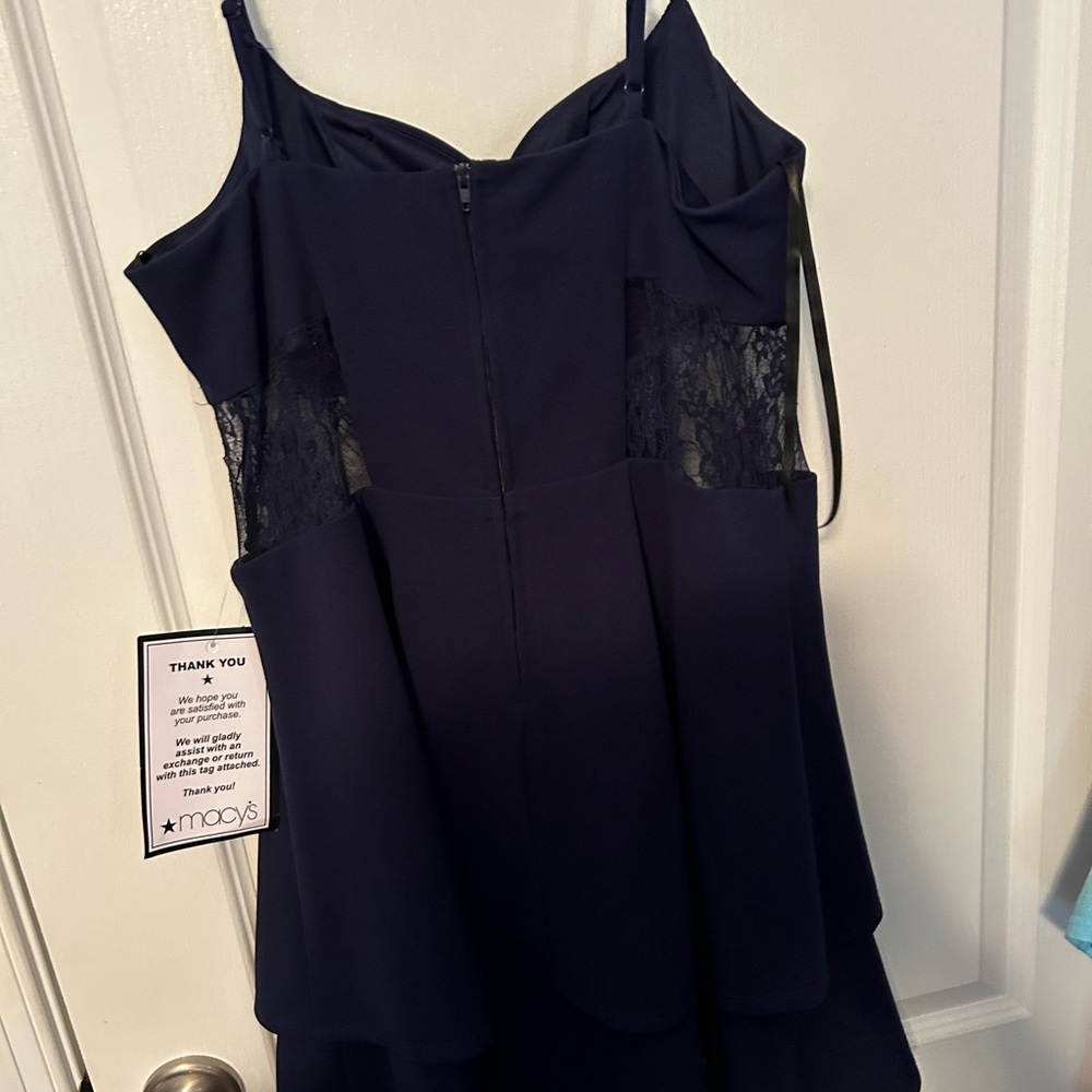 Navy Blue Lace Panel Dress